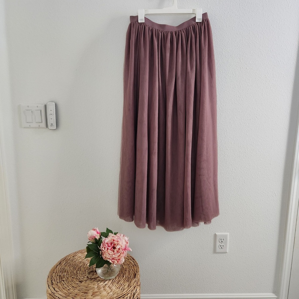 The House of Flynn Whimsycore Tulle Maxi Skirt Mauve  Elastic Waist Women's L